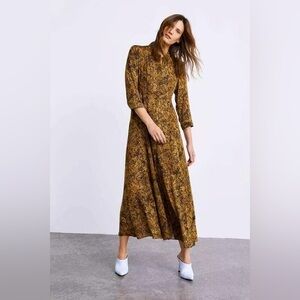 Zara Woman Animal Print Dress Brown Size S NWOT